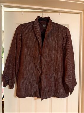 Eileen Fisher Silk Textured Open-Front Jacket